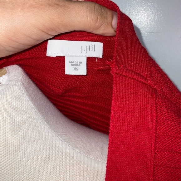 J Jill Red Knit Ribbed Open Front Long Cardigan Small Pockets | Size XS - Picture 3 of 6